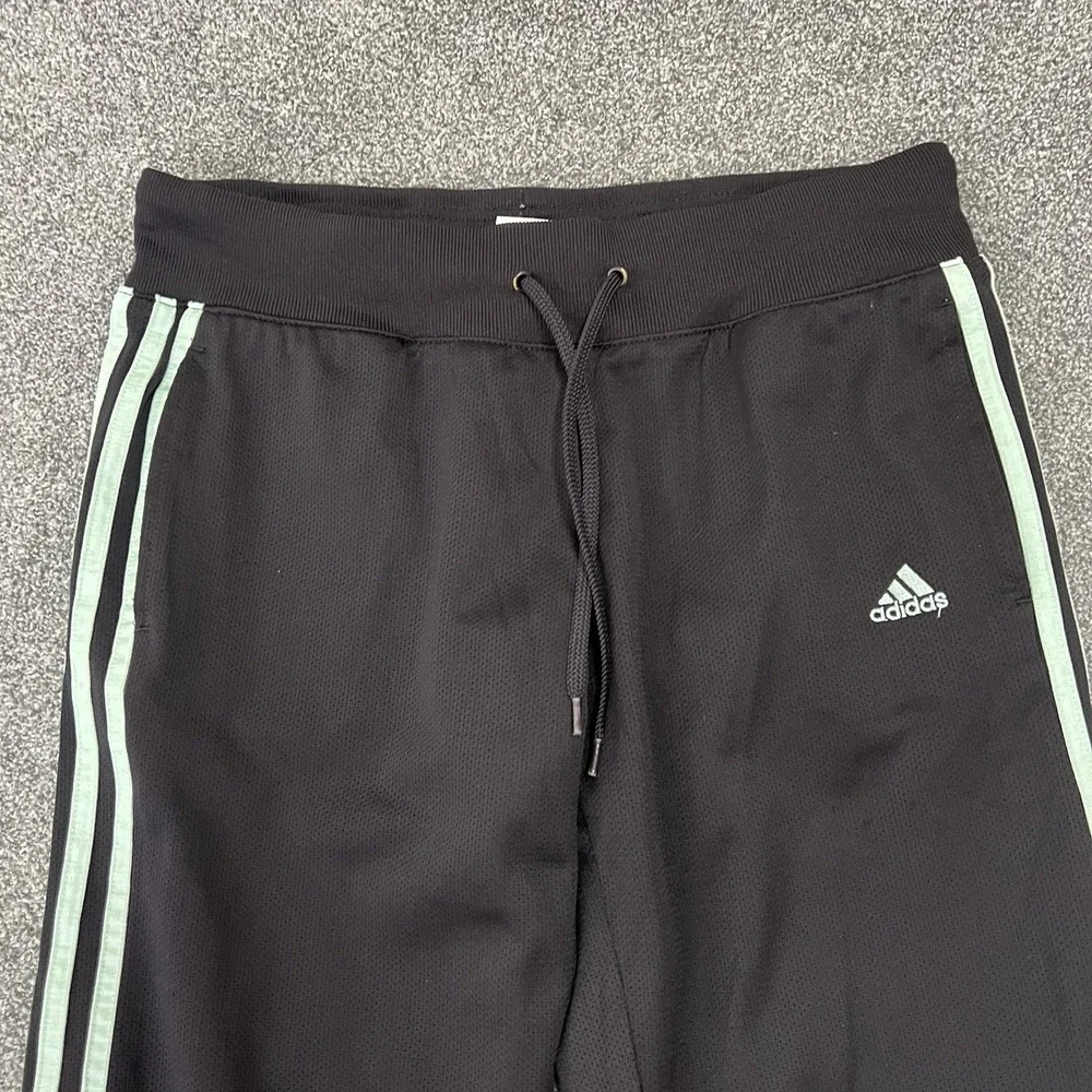 Adidas Track Pants Mens Medium Black 3 Stripe Athletic Joggers 939005